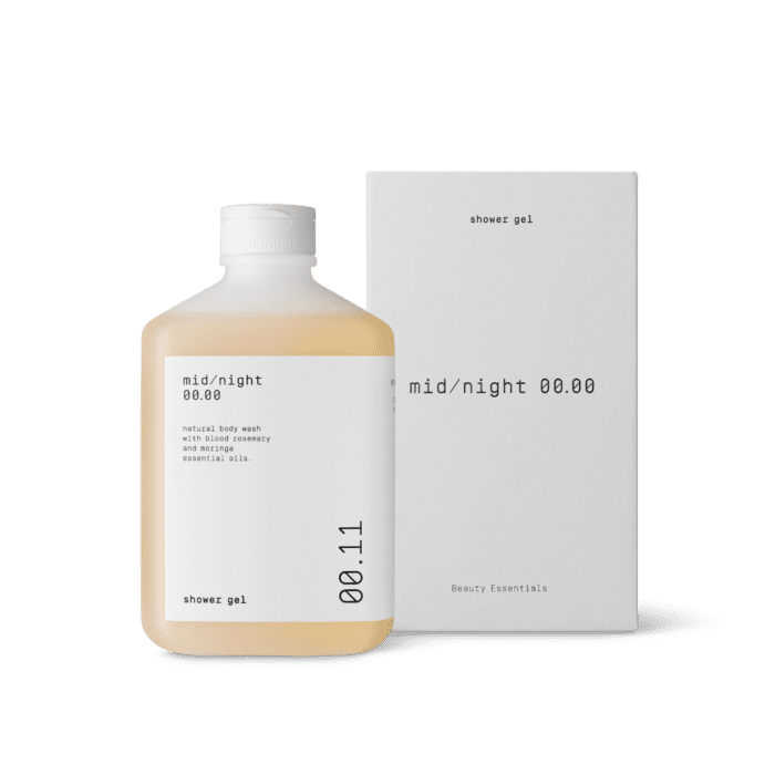 Body wash with blood rosemary & moringa essential oil, suitable for all skin types.